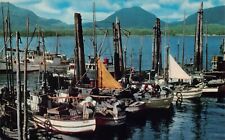 Ketchikan AK Alaska Harbor Fishing Fleet Salmon World Capital Vtg Postcard B60 picture