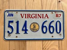 1987 Virginia Sic Semper Tyrannis License Plate picture