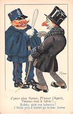 Comic Old French PC-Drunk Man With Big Nose Asks Policeman For Tobacco-S. Gibson picture