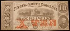 CHOICE 1862 DATED STATE OF NORTH CAROLINA (RALEIGH) $10.00 BANKNOTE-CIVIL WAR picture