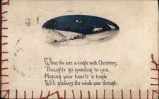 XMAS 1917 Winter Christmas Scene Antique Postcard 2c stamp Vintage Post Card picture