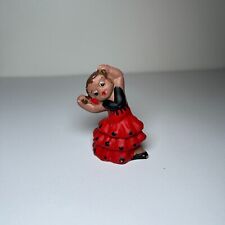 Miniature Spanish Red Clay Mud Doll People Flamenco Dancing Woman Spain Figurine picture