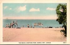 Vtg Sarnia Ontario Canada The Beach Canatara Park 1920s Old View Postcard picture