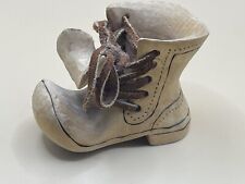 VTG Hand Carved Wood Boot 2 1/4 X 3 1/4- unfinished wood, paintable Signed picture
