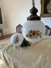 Vintage MCM 60’s/70’s Swag Bulb Lights (2) With Hand painted Flowers 11’ Chain picture