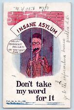 Scotland SD Postcard Howe Insane Asylum Don't Take My Word Comic Humor 1906 picture