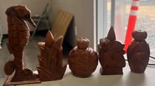 Lot Of 5 Vintage Reproduction Hawaiian Wood Perfume Bottle Holders Gumps Oya picture