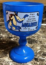 Aquarius Sign of the Water Bearer Goblet Blue 1970s Vintage Cup 8