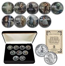 STAR WARS Genuine 1980 Washington Quarter 9-Coin Set w/BOX - OFFICIALLY LICENSED picture