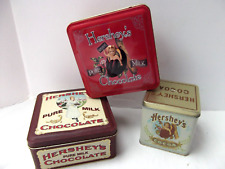 Vintage lot 3 HERSHEY’S metal tins cocoa Chocolate 6in baby girl picture