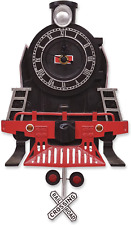 Mark Feldstein & Associates Resin Vintage Steam Engine Train Pendulum Wall Clock picture