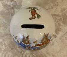 Royal Doulton England Bunnykins Spring Picking Flowers Coin Ceramic Bank picture