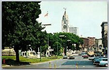 Vtg Watertown New York NY Public Square Street View Church 1970s Postcard picture