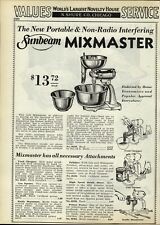 1933 PAPER AD Vintage Antique Sunbeam Mixmaster Electric Mixer Toastmaster Tray picture