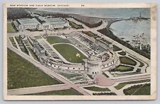 Vtg Post Card New Stadium And Field Museum, Chicago. F114 picture