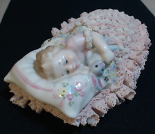 Vtg Dresden Irish Figure Sweet Dreamer Porcelain Lace Child Bunny Ireland 