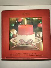 Lenox Christmas Giftables Candle Holder w/Pillar Candle Plaid Ribbon Damaged Box picture
