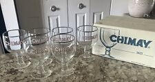 Lot Of 6 Chimay Glasses Goblets 17 oz Belgium Silver Rim With Original Box picture