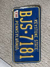 Expired Pennsylvania Keystone State License Plate BJS 7181  1991 - 1999 picture