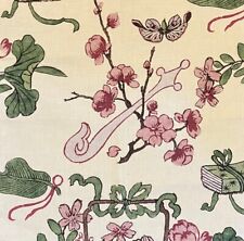 SCALAMANDRE Shanghai Blossoms Mulberry Floral Linen Cotton Remnant New picture