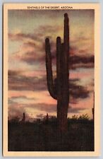 Sentinels Of The Desert Arizona Az Linen Bruner Wholesale Co Unp Postcard picture