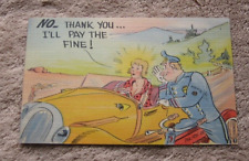 1942 Comic Motorcycle Cop Police Postcard Sexy Buxom Babe Open Blouse picture