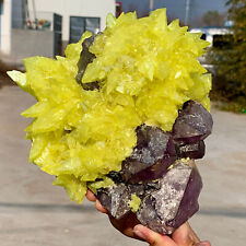 7.95LB Minerals ** LARGE NATIVE SULPHUR OnMATRIX Sicily With+amethyst Crystal picture