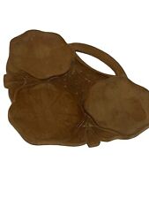 MCM Vintage Hand Carved Wood Lily Pad Serving Tray Brown Cheese Charcuterie picture