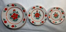 Traditional 3 Hungarian Hand painted Red Granit Folk Wall Plates Pottery CE4 picture