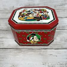 DISNEY Vintage Tin Mickey & Friends Christmas Container Canister Holidays Empty picture