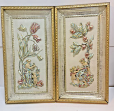 Pair of Vintage 1960 METALCRAFT POLY Wall Hangings Wall Decor MOTHER & CHILD picture