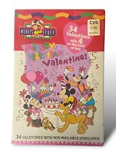 Vintage Disney Box Of 34 Mickey Mouse Party Time Valentine's Cards and Envelopes picture
