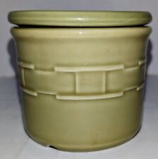Longaberger Pottery Sage Green Salt Crock Woven Traditions USA Canister & Lid A+ picture