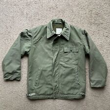 Army Jacket Mens Medium Vtg Lined Full Zip Green US Army Military No Buttons picture