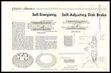 1949 Chrysler Self Energizing & Adjusting Disk Brakes 2-Page Vintage Print Ad picture
