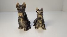 Vintage Scottish Terrier Dog Porcelain Salt And Pepper Figurine Dark Gray Japan picture