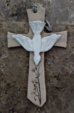Vintage Hand Carved Christian Cross With Dove 8 1/2
