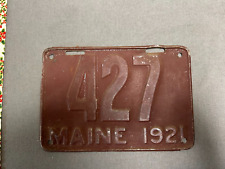 Maine 1921 License Plate # 427, low 3 digit number  picture