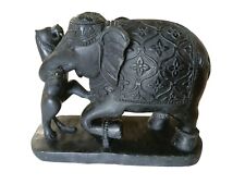 Beautiful Handcrafted Handmade Carved Black Elephant Stone Statue, Sculpture  picture