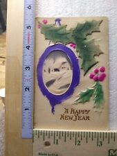 Postcard A Happy New Year with Hollies New Year Embossed Art Print picture