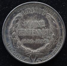 KAPPYSCOINS  G8141 1920  MAINE COMMEMORATIVE SILVER HALF DOLLAR TONED EF picture