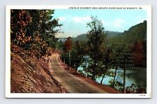 WB Postcard Everett PA Pennsylvania Lincoln Highway Dirt Road & Juniata River picture