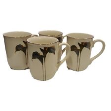 OTAGARI Golden Calla White Coffee Tea Cup Mug Made In Japan Gold Rim  Set of 4 picture
