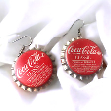 Vintage Coke COCA COLA CLASSIC Metal Soda Real Bottlecap Dangle Earrings picture