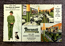 ~ 1945 Linen PC BERNEY'S Restaurant ORIGINAL AUTOGRAPH By BERNARD BERNEY Florida picture