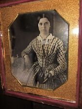 1840s 1/6 Sealed Dag Pretty Woman Holding Open Case ~ Memorial Photo? picture
