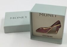 Monet Shoe High Heel Trinket Box Fustian Pinkish Purple New In Box picture