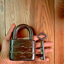 Old Vintage 85 N Mark Rare Iron Padlock With Original Key Made In Germany picture