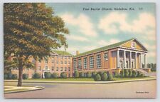 Gadsden Alabama~First Baptist Church~Linen Postcard picture