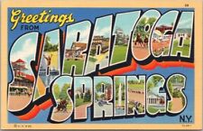 SARATOGA SPRINGS New York Large Letter Postcard CURTEICH Linen c1937 Unused picture